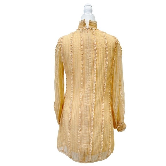 Vintage I. Magnin Anthony Muto Orange Cream Ruffled Lace Long Sleeve Dress Women - Picture 10 of 10